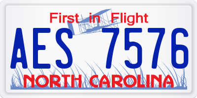 NC license plate AES7576