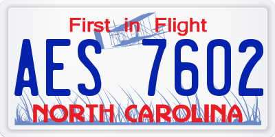 NC license plate AES7602