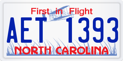 NC license plate AET1393