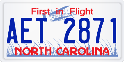 NC license plate AET2871