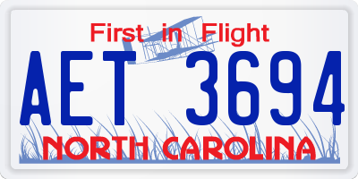 NC license plate AET3694