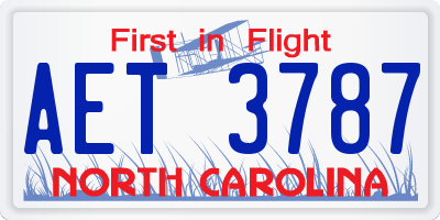 NC license plate AET3787