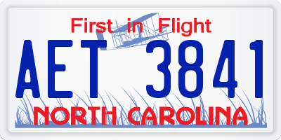 NC license plate AET3841
