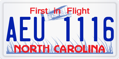 NC license plate AEU1116