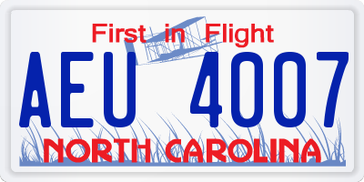 NC license plate AEU4007