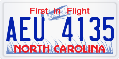 NC license plate AEU4135