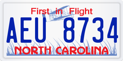 NC license plate AEU8734
