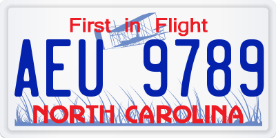 NC license plate AEU9789