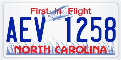 NC license plate AEV1258