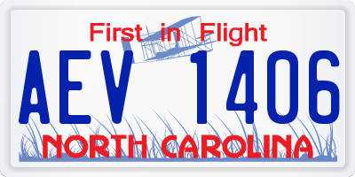 NC license plate AEV1406