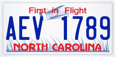 NC license plate AEV1789