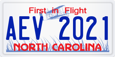 NC license plate AEV2021