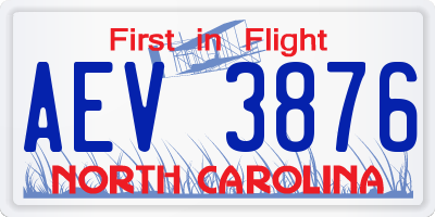 NC license plate AEV3876