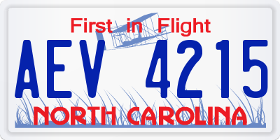 NC license plate AEV4215
