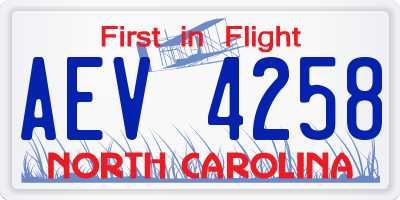 NC license plate AEV4258