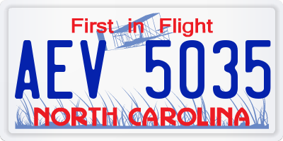 NC license plate AEV5035
