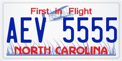 NC license plate AEV5555