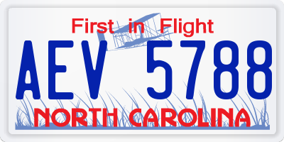 NC license plate AEV5788