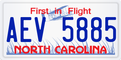 NC license plate AEV5885