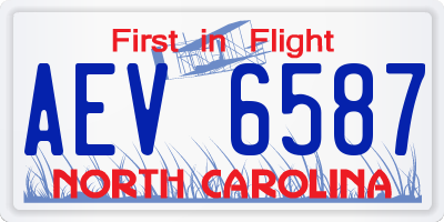 NC license plate AEV6587