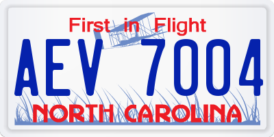 NC license plate AEV7004