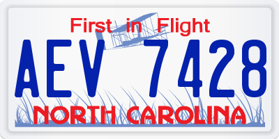 NC license plate AEV7428