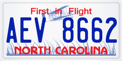 NC license plate AEV8662