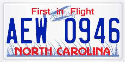 NC license plate AEW0946