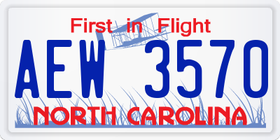 NC license plate AEW3570