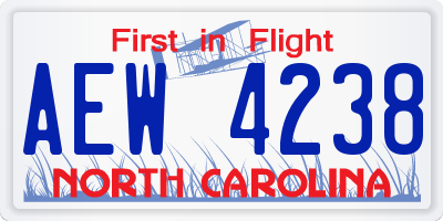 NC license plate AEW4238