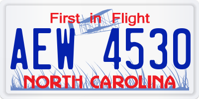 NC license plate AEW4530