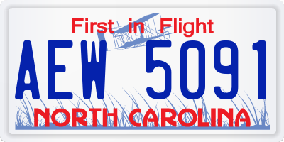NC license plate AEW5091