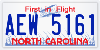 NC license plate AEW5161