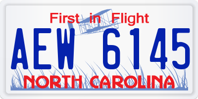 NC license plate AEW6145