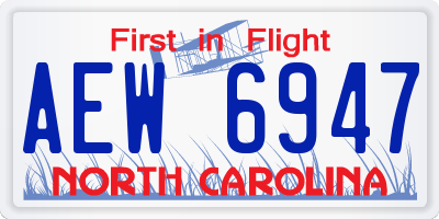 NC license plate AEW6947