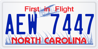 NC license plate AEW7447