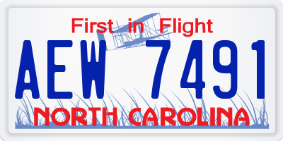 NC license plate AEW7491