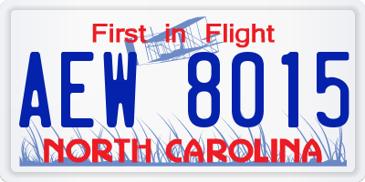 NC license plate AEW8015