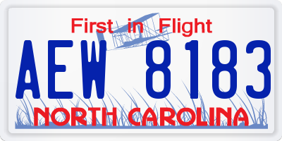 NC license plate AEW8183