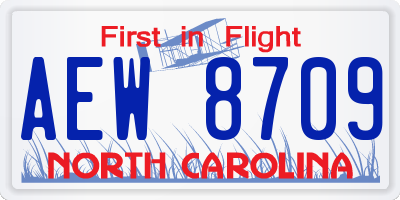 NC license plate AEW8709