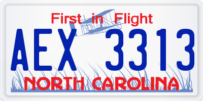NC license plate AEX3313