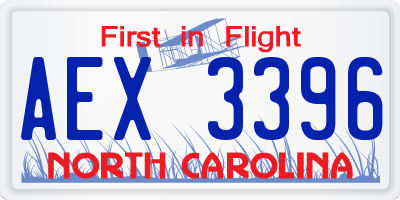 NC license plate AEX3396