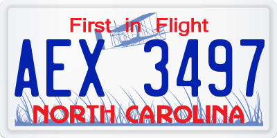 NC license plate AEX3497