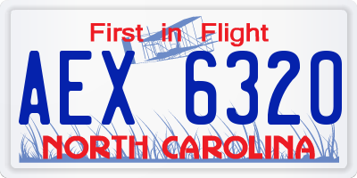 NC license plate AEX6320