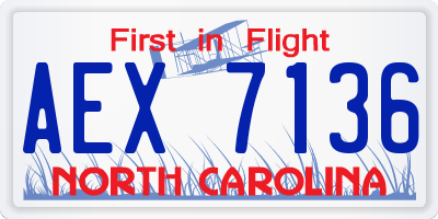 NC license plate AEX7136