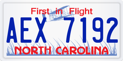 NC license plate AEX7192