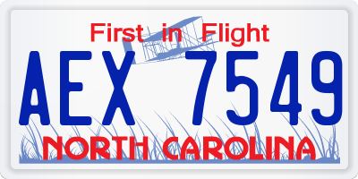 NC license plate AEX7549