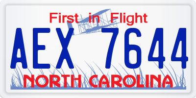 NC license plate AEX7644