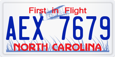 NC license plate AEX7679
