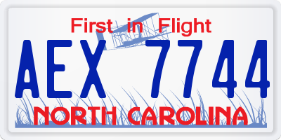 NC license plate AEX7744